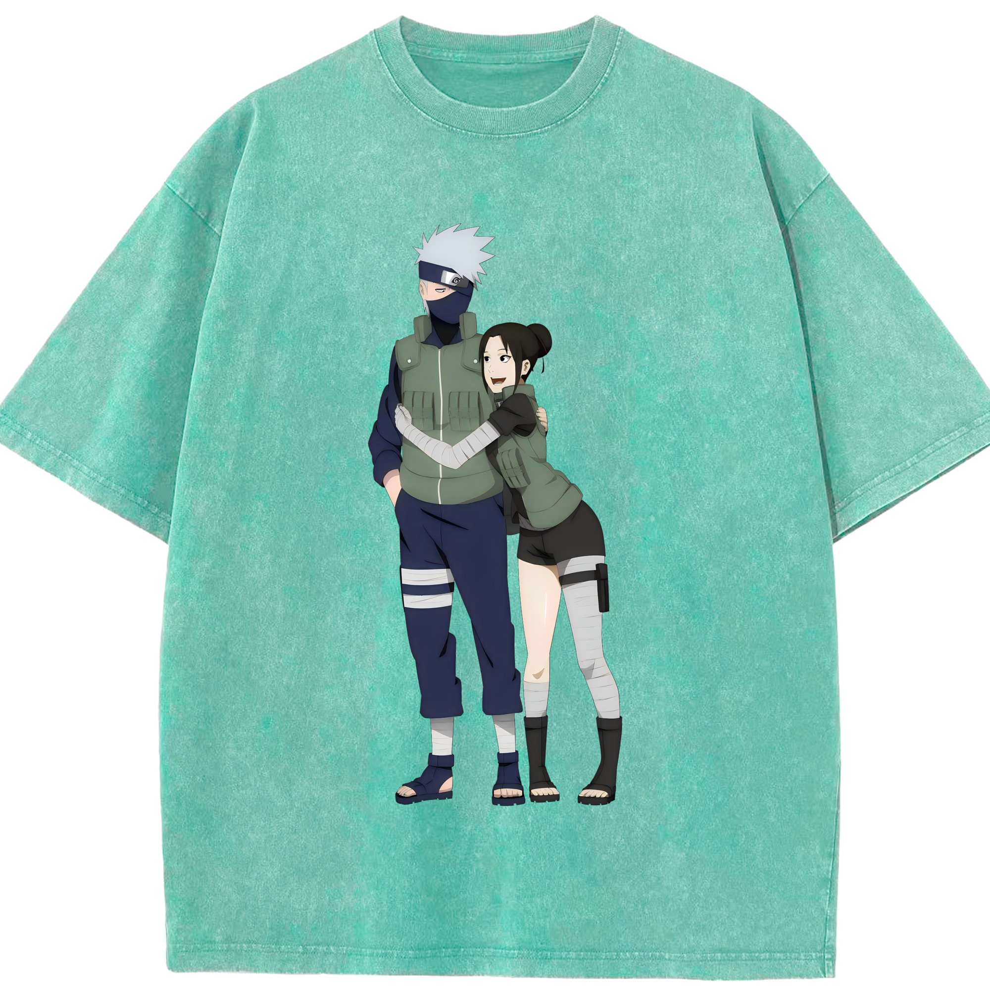 （画像用） NARUTO -ナルト- はたけ カカシ Hatake Kakashi 綿100% ヴィンテージ風 半袖Tシャツ（フロントプリント）